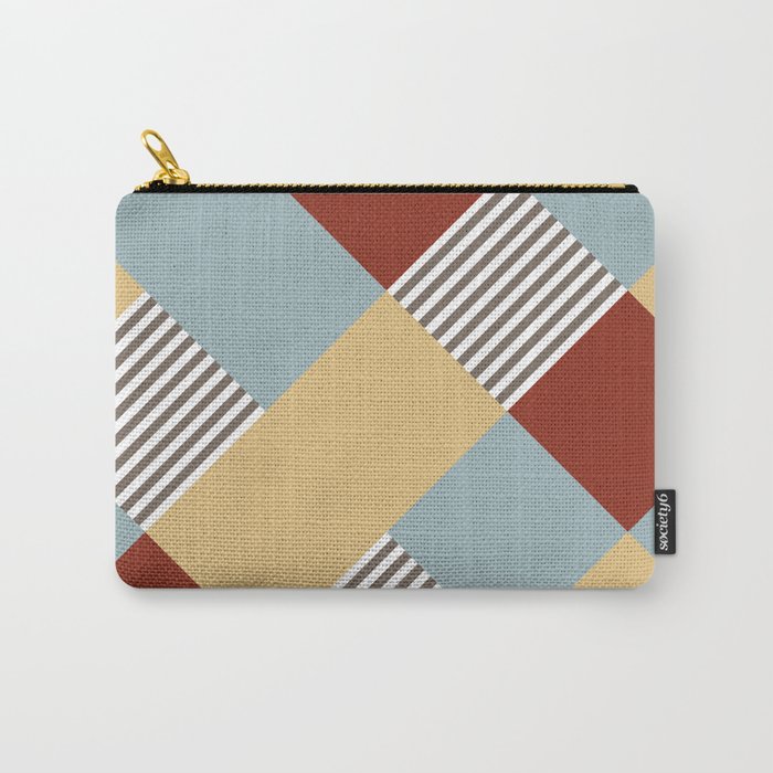 Diamond Plaid Stripes Harlequin Orange Blue Yellow Gray Grey White Carry-All Pouch