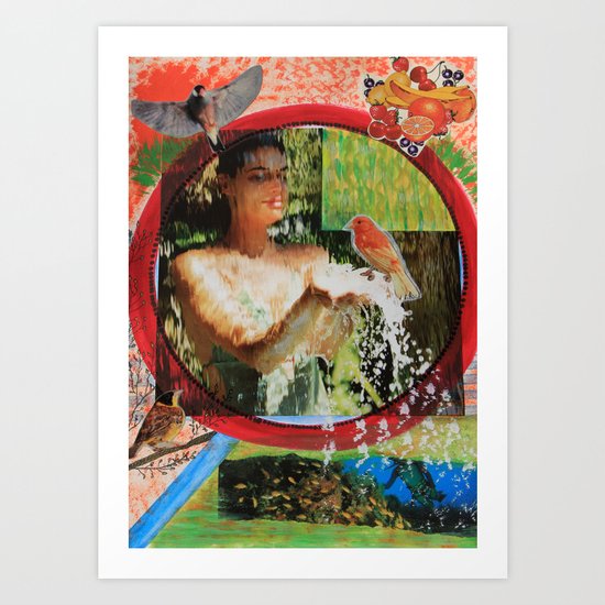 Behind the waterfall Art Print
