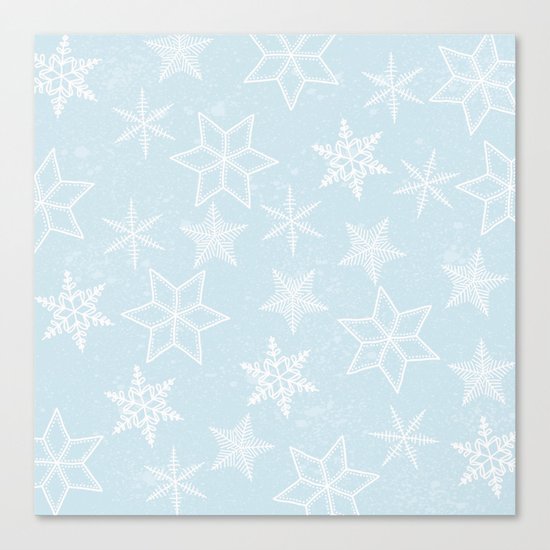 Snowflakes on light blue background Canvas Print
