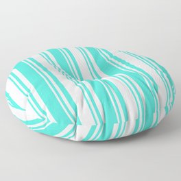 [ Thumbnail: Lavender & Turquoise Colored Pattern of Stripes Floor Pillow ]