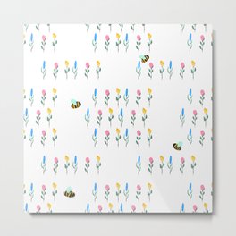 Bee garden Metal Print | Bees, Insect, Abeja, Flores, Bee, Fly, Floral, Wings, Garden, Drawing 