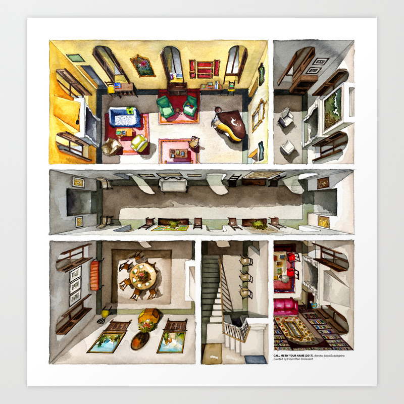 Call Me By Your Name S Summer Villa In Watercolor Art Print By Floor Plan Croissant Society6 Call Me By Your Name S Summer Villa In Watercolor Art Print By Floor Plan Croissant Society6