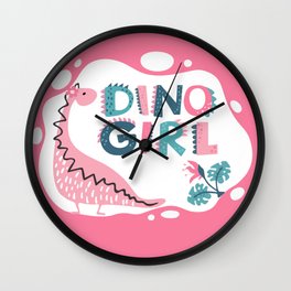 Dino Girl, Pink Wall Clock