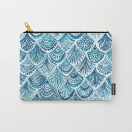 NAVY LIKE A MERMAID Fish Scales Watercolor Carry-All Pouch