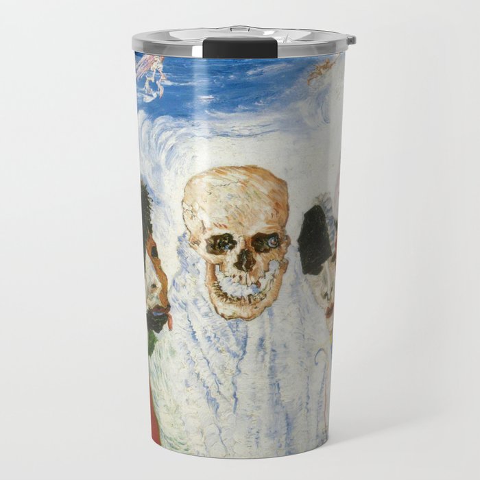 Death and the masks outcast grotesque art portrait painting by James Ensor Travel Mug
