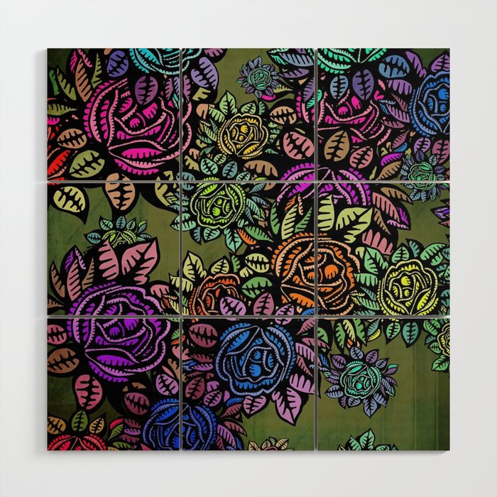 Floral Repeat Pattern 19 Wood Wall Art