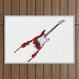 Electric guitar red music rock n roll sound beat band gift idea Outdoor Rug
