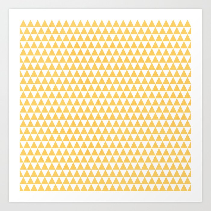 triangles - yellow and white Art Print