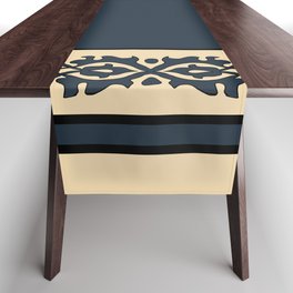 Oriental rug navy and beige Table Runner