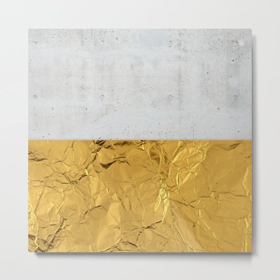 Gold Foil and Concrete Metal Print