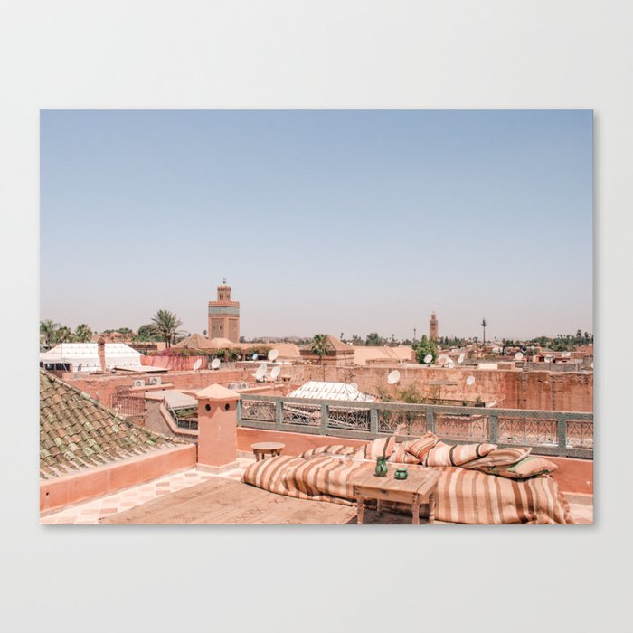 Boho Rooftop view of Marrakech, Morocco Canvas Print