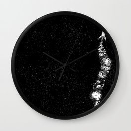 Cohete Wall Clock | Black and White, Sci-Fi, Illustration 