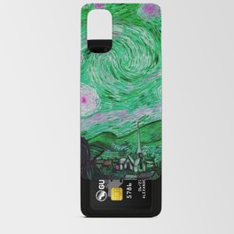 The Starry Night - La Nuit étoilée oil-on-canvas post-impressionist landscape masterpiece painting in alternate green and purple by Vincent van Gogh Android Card Case