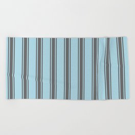 [ Thumbnail: Light Blue & Dim Grey Colored Stripes/Lines Pattern Beach Towel ]