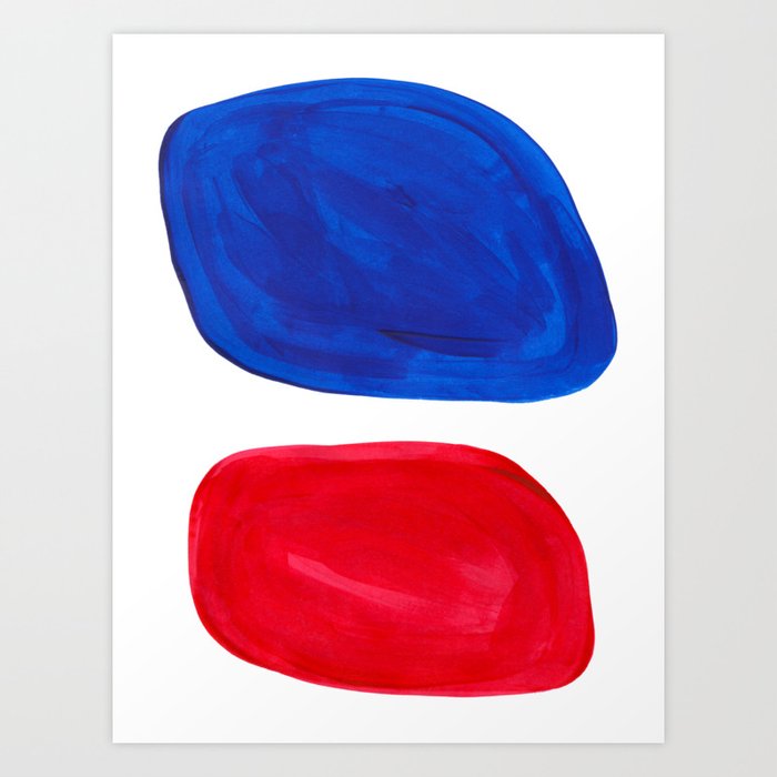 Mid Century Vintage Abstract Minimalist Colorful Pop Art Complementary Colors Blue Red Bubbles Art Print By Enshape Society6