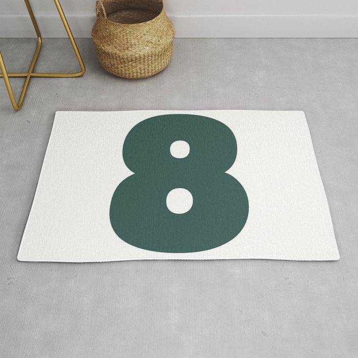 8 (Dark Green & White Number) Rug