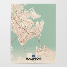 Hampton, Virginia, United States - Vintage City Map Poster