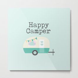 Happy Camper Minty Fresh Metal Print | Homedecor, Wallart, Beige, Travel, Cute, Typography, Retrocamper, Camping, Happycamper, Vintagecamper 
