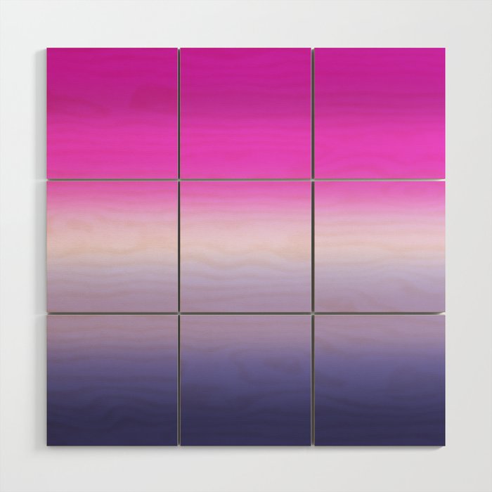 magenta and purple ombre gradient Wood Wall Art