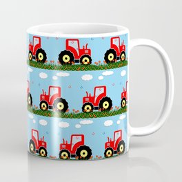 Toy tractor pattern Coffee Mug | Heavymachinery, Red, Illustration, Children, Tractor, Pattern, Artforkids, Graphic Design, Nurserydecoration, Farmequipment 