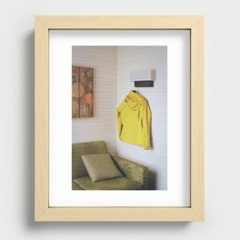 coat in hotel room Recessed Framed Print