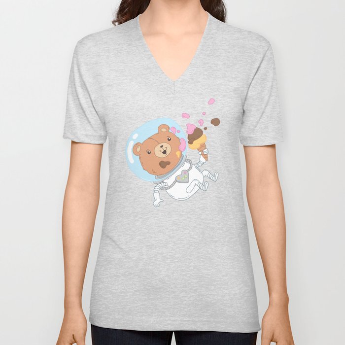 Space Bear V Neck T Shirt