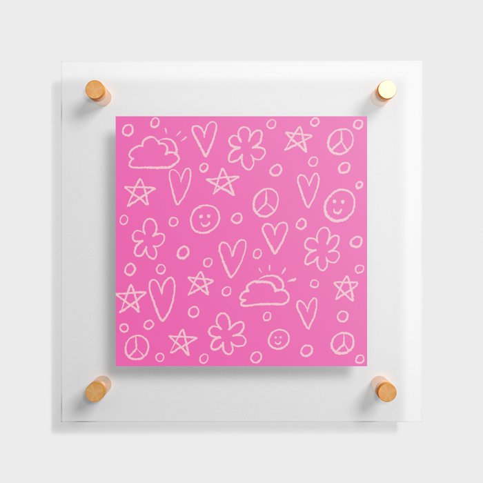 Girly Whiteboard Doodles - Sweet Pink Floating Acrylic Print