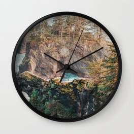 Oregon Coast Wall Clock | Coastline, Blue, Natural, Photo, Digital, Nature, Coast, Green, Seasonal, Goldenhour 