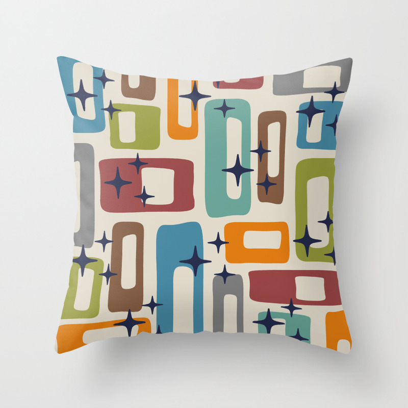 Vintage Revisited Press Vintage Abstract Colorful Pattern Design Throw Pillow 18x18 Multicolor