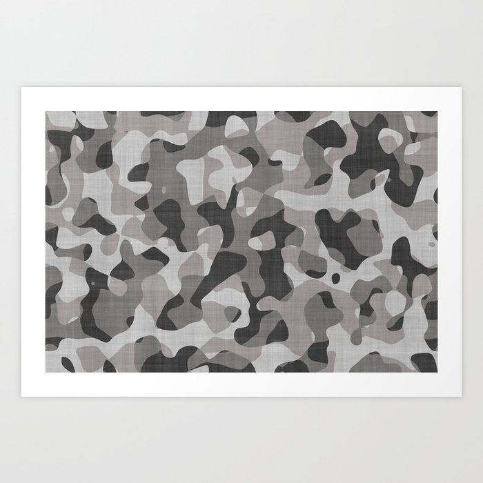 Black And White Camouflage Military Pattern Art Print