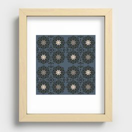 Blue Ceramic Tile Pattern Recessed Framed Print