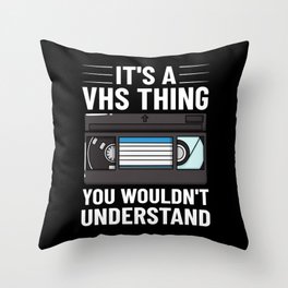 VHS Player Videotape Video Cassette Tape Recorder Throw Pillow