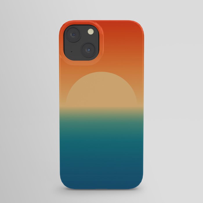 Sunset and Sea, Minimalist Retro Gradient 70s Sun iPhone Case
