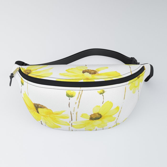 yellow cosmos flowers watercolor Fanny Pack