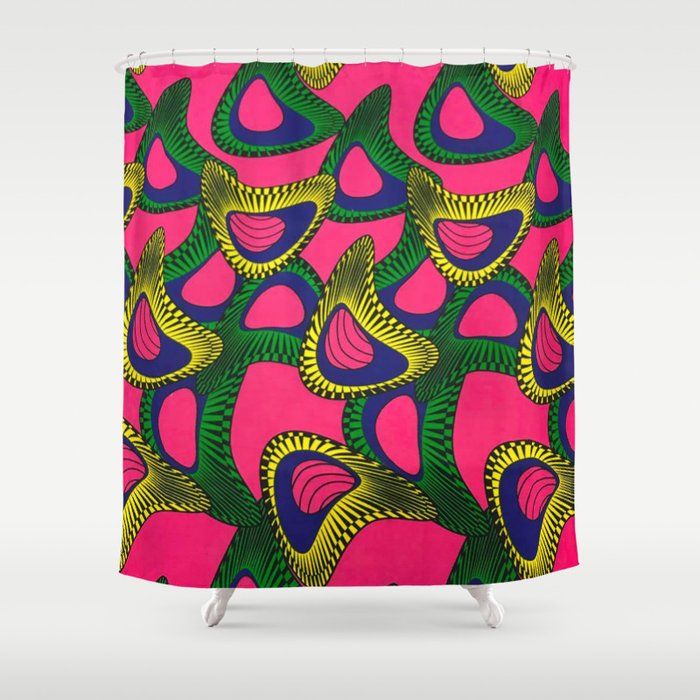 Pink Ankara African Wax Print Fabric Shower Curtain