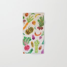 watercolor veggie market Hand & Bath Towel