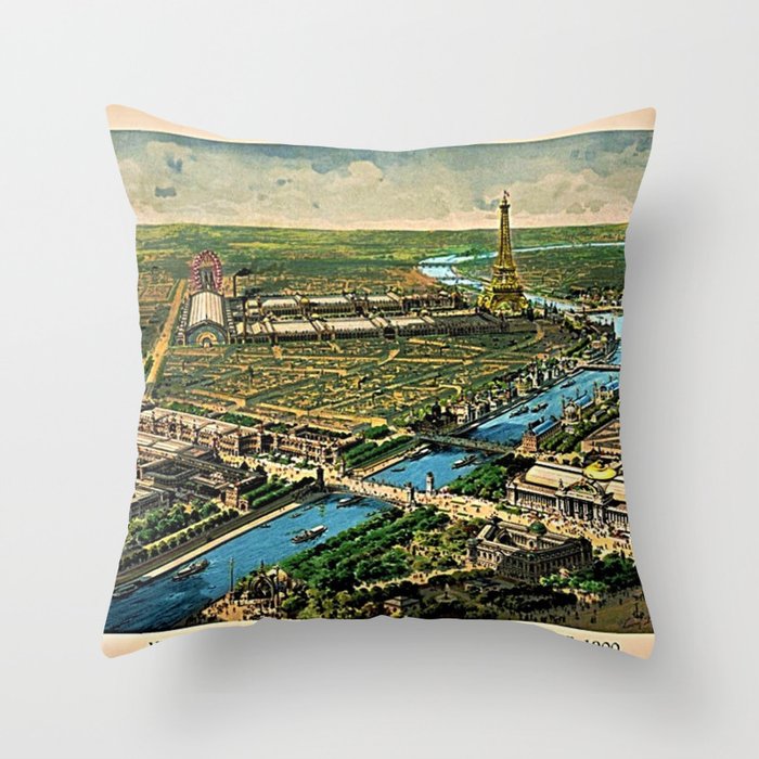 1910 Paris France French Cityscape Map Throw Pillow