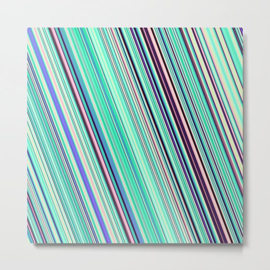 Diagonal summer stripes Metal Print
