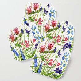 Garden Flowers Botanical Floral Watercolor on Paper Coaster