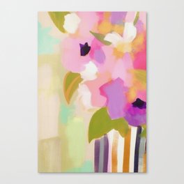 Midcentury Modern Abstract Pink Flowers 2 Canvas Print
