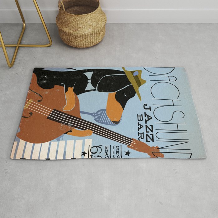 Dachshund Doxie Jazz Music Dog Art Poster Rug