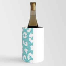 White Leopard Print Lace Vertical Split on Turquoise Blue Wine Chiller