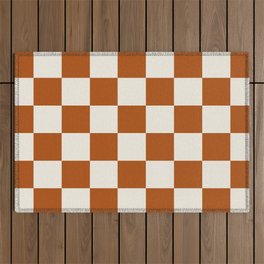 Checkered (Rust Cream) Outdoor Rug