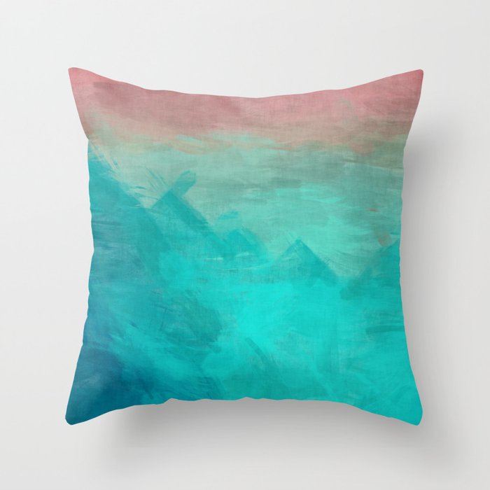 Sunset Over Lagoon Abstract Painting Throw Pillow