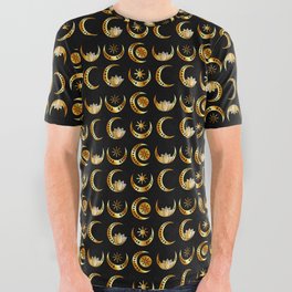 Decorative Crescent moons gold  All Over Graphic Tee