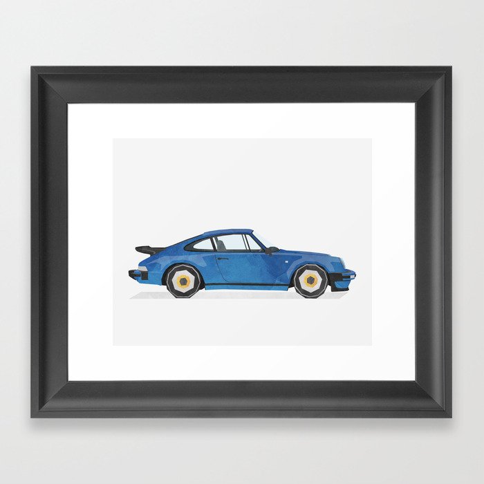 Blue Sports Car Framed Art Print