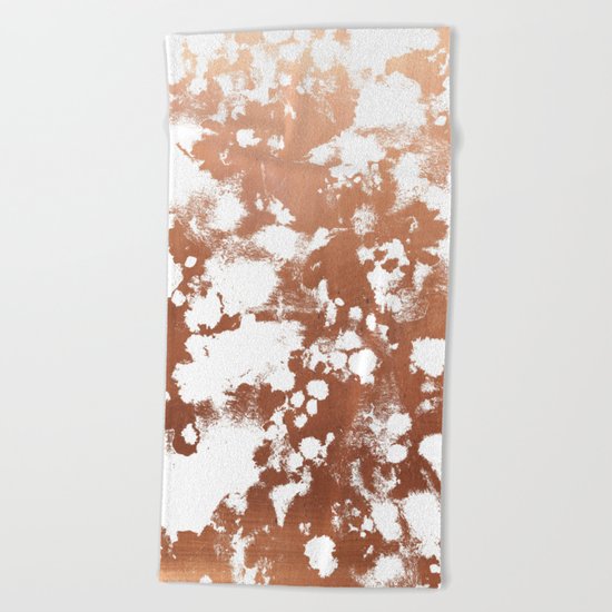 Rose Gold shiny metal sparkle modern pattern abstract rosegold trendy pattern cell phone accessories Beach Towel