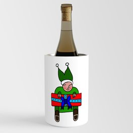 Elf with a Gift for Christmas Wine Chiller
