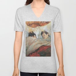 Henri de Toulouse-Lautrec - The Bed V Neck T Shirt