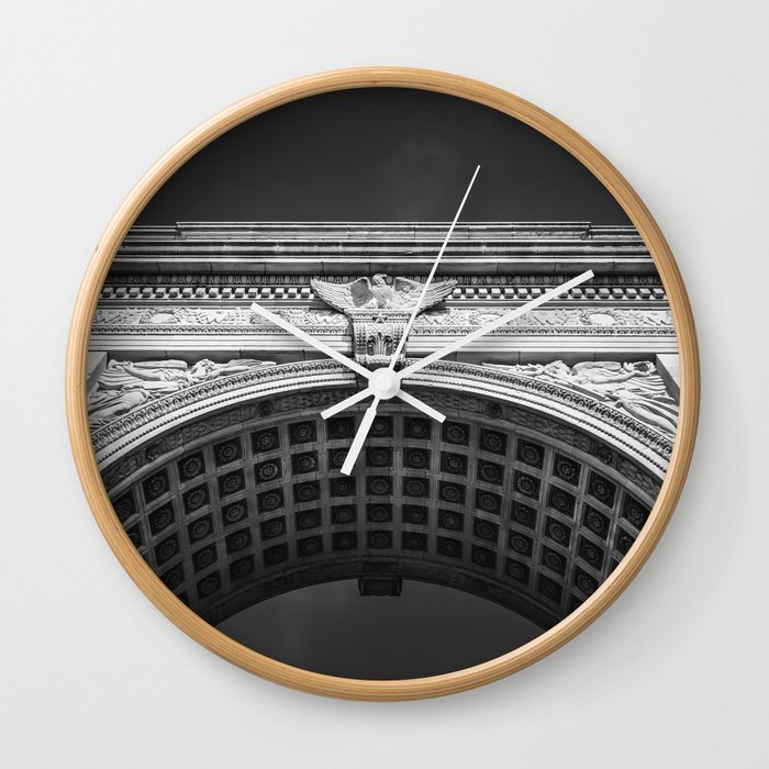 Washington Square Arch in Washington Square Park black and white Wall Clock